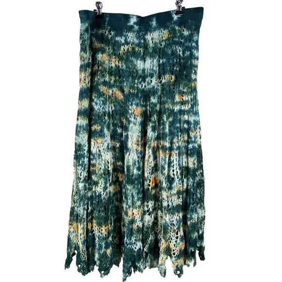 Earthbound Trading Tie Dye Crochet Maxi Skirt Size XXL Boho New With Tag - Picture 10 of 10
